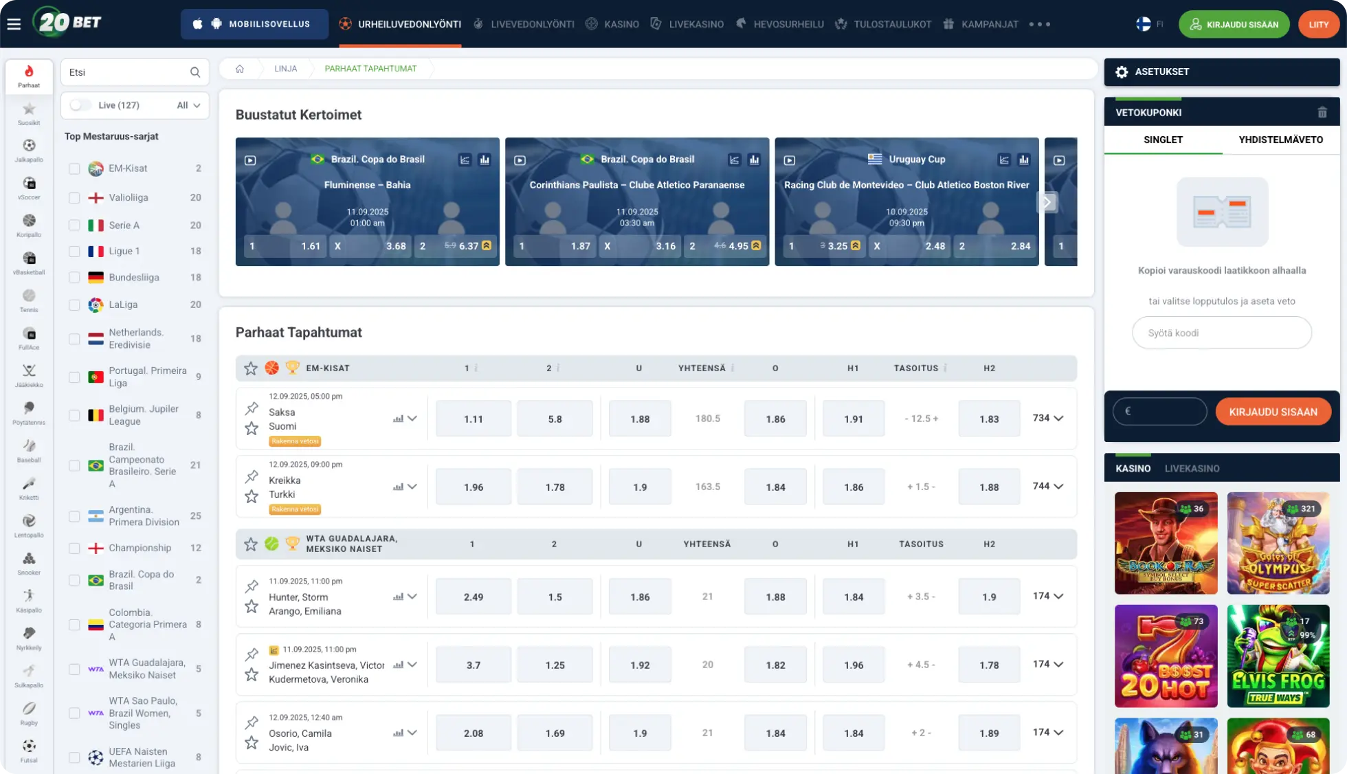 20Bet vedonvälittäjä